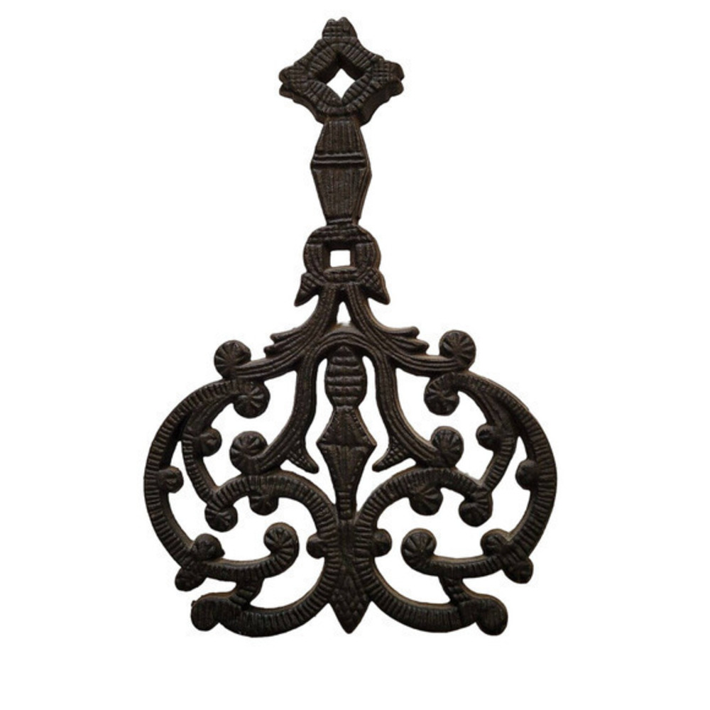 Antique Iron Trivet Pot Stand Scroll with Star‎ Handle Wall Décor Kitchen Décor